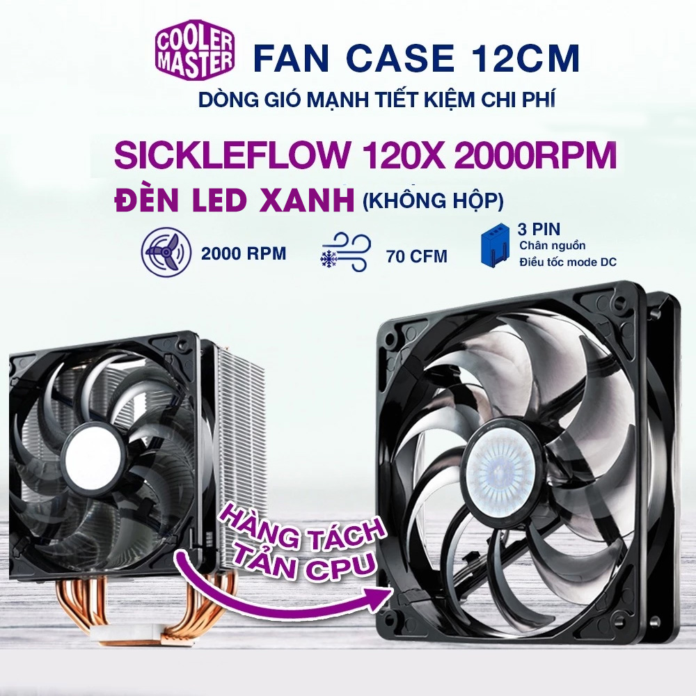 Quạt tản nhiệt case máy tính Cooler Master Sickle Flow 120 2000 RPM – Quạt Fan Case 12cm 2000RPM