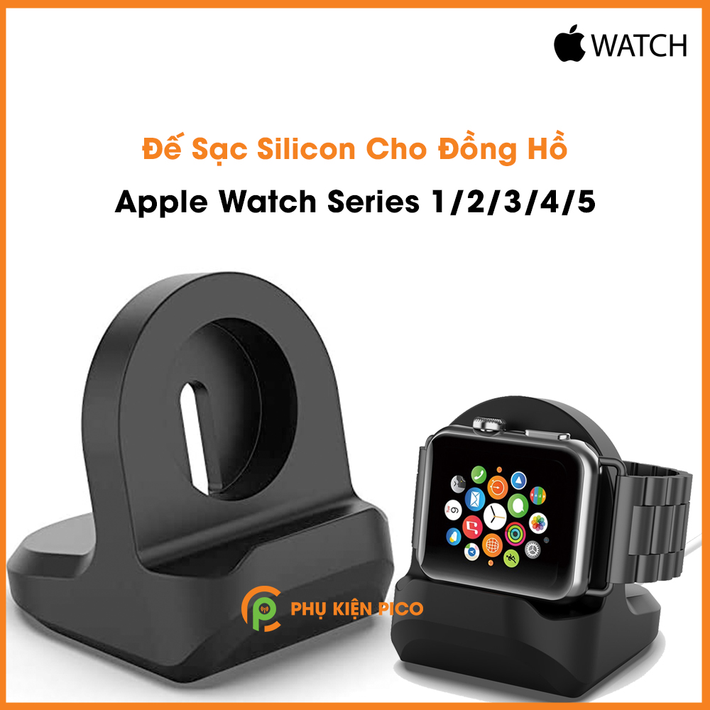 Đế sạc đồng hồ Apple Watch Series 1 / 2 / 3 / 4 / 5 silicone màu đen