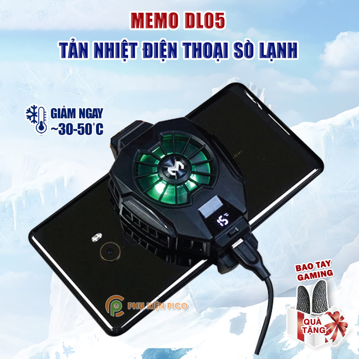 Quạt tản nhiệt điện thoại có sò lạnh chính hãng MEMO DL05 V3