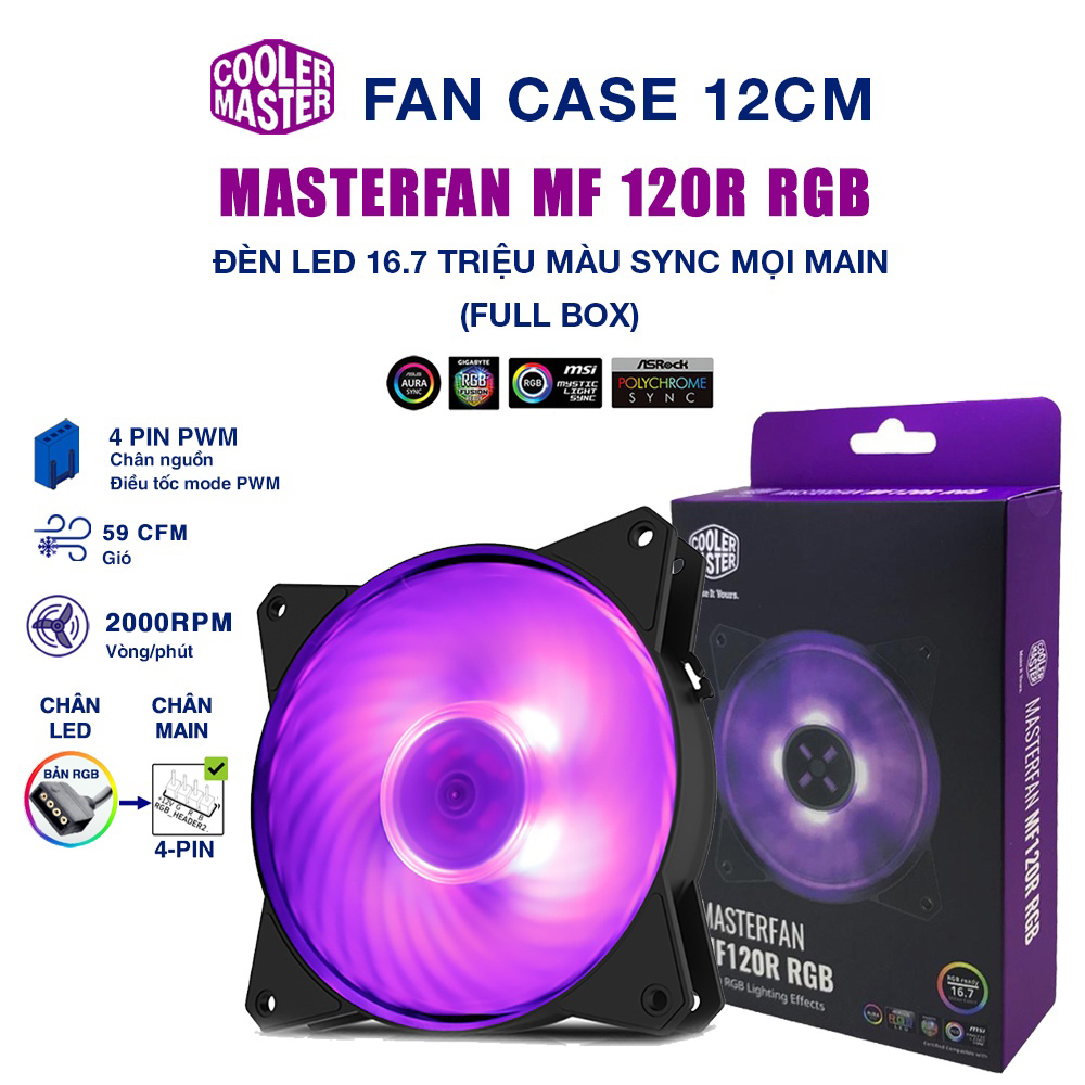Quạt tản nhiệt case máy tính Cooler Master MasterFan MF120R RGB – Quạt Fan Case 12cm