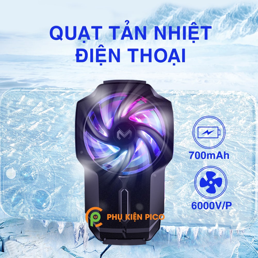 Quạt tản nhiệt điện thoại chính hãng Memo FL05 pin 700mAh tốc độ quạt 6000 vòng/ phút