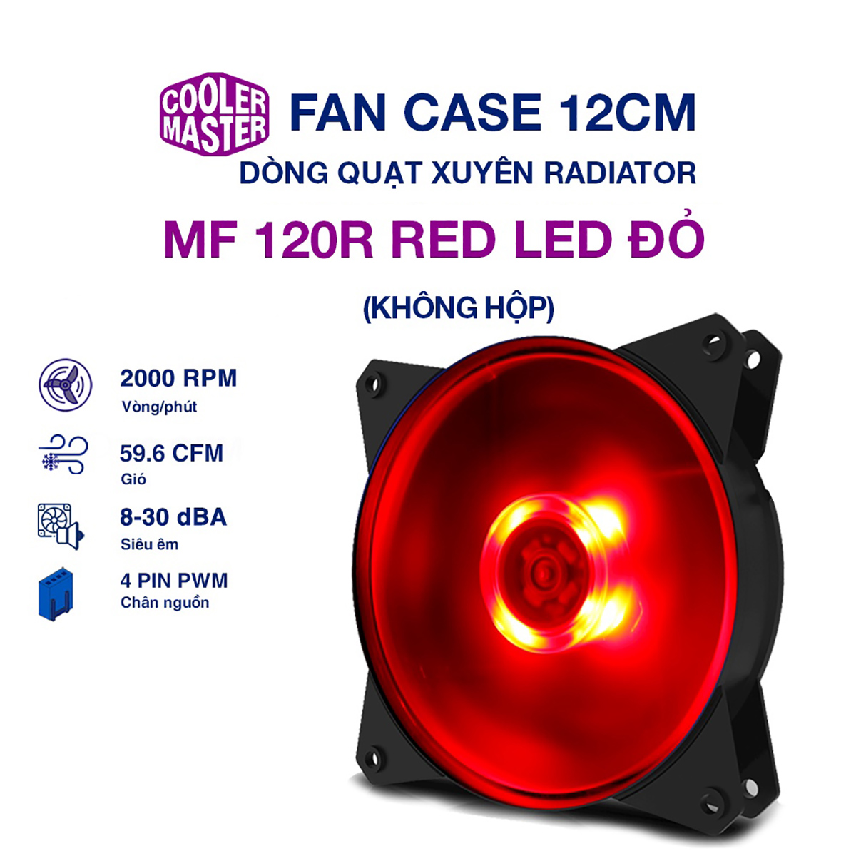 Quạt tản nhiệt case Cooler Master MF120R RED Fan Case 12cm bản tách hộp