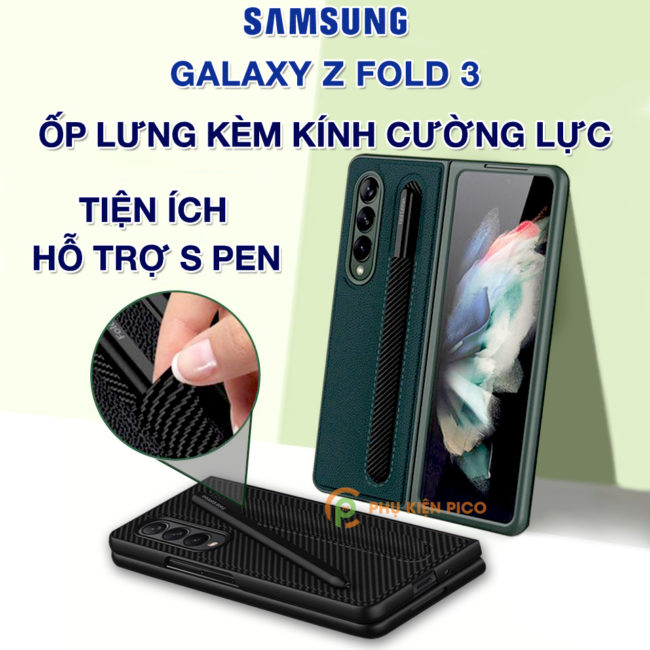 Ốp lưng Samsung Galaxy Z Fold 3 360 độ có kính cường lực hỗ trợ Spen