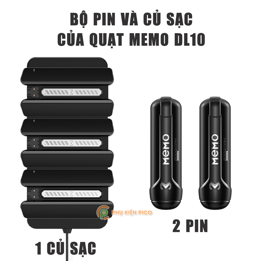 Bộ sạc kèm pin 2000mAh dành cho quạt tản nhiệt điện thoại Memo DL10