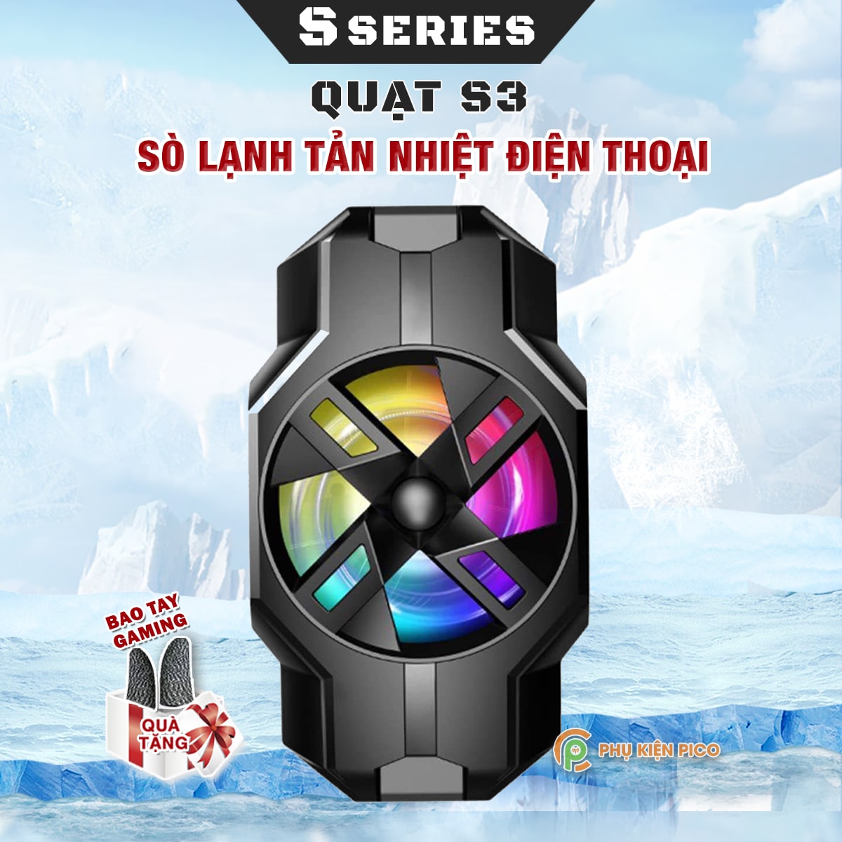 Quạt tản nhiệt điện thoại sò lạnh S3 màu đen giá rẻ giảm nhiệt nhanh hỗ trợ tăng FPS Gaming Liên Quân PUBG FF