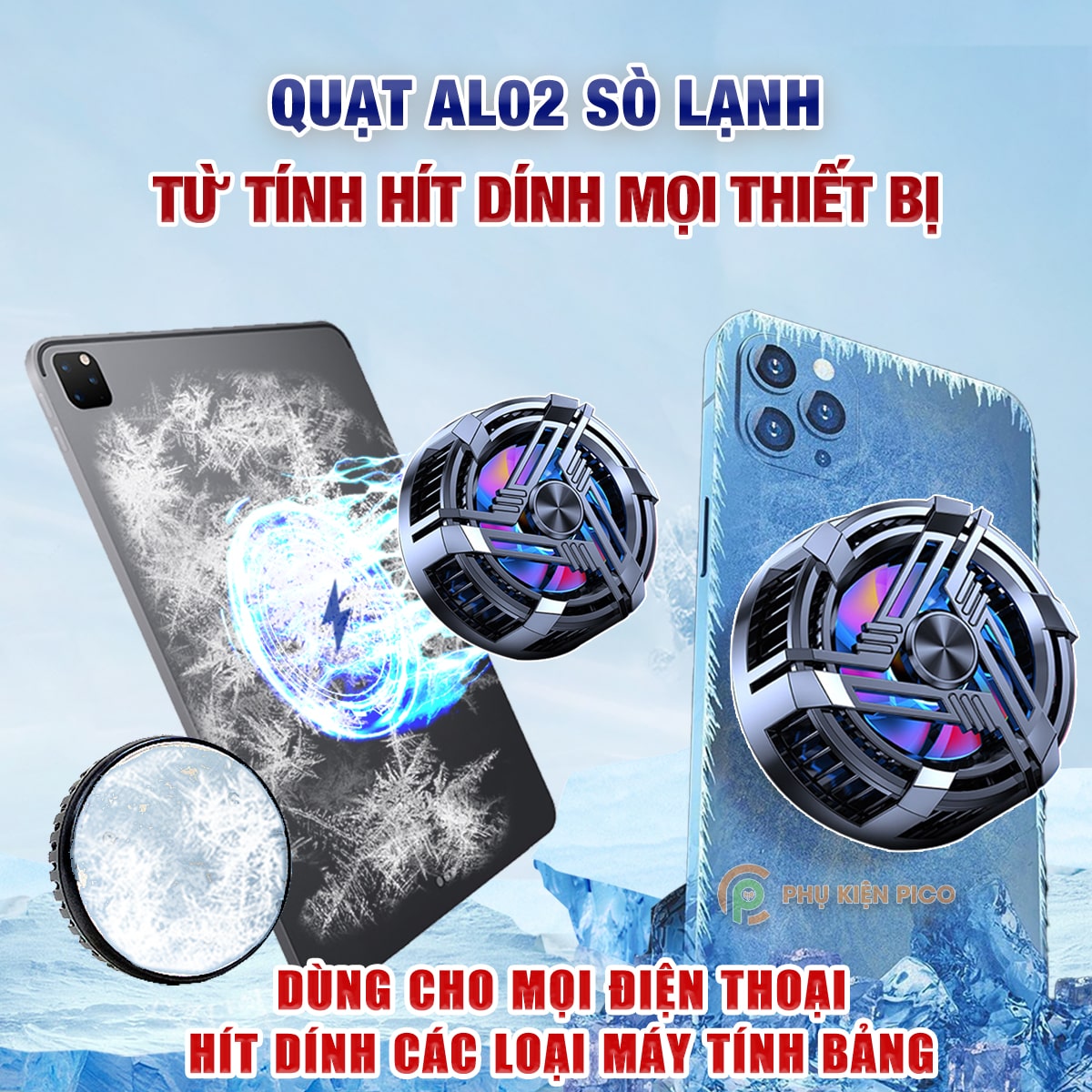 Quạt tản nhiệt điện thoại AL02 sò lạnh – Quạt tản nhiệt dùng cho ipad máy tính bảng giá rẻ