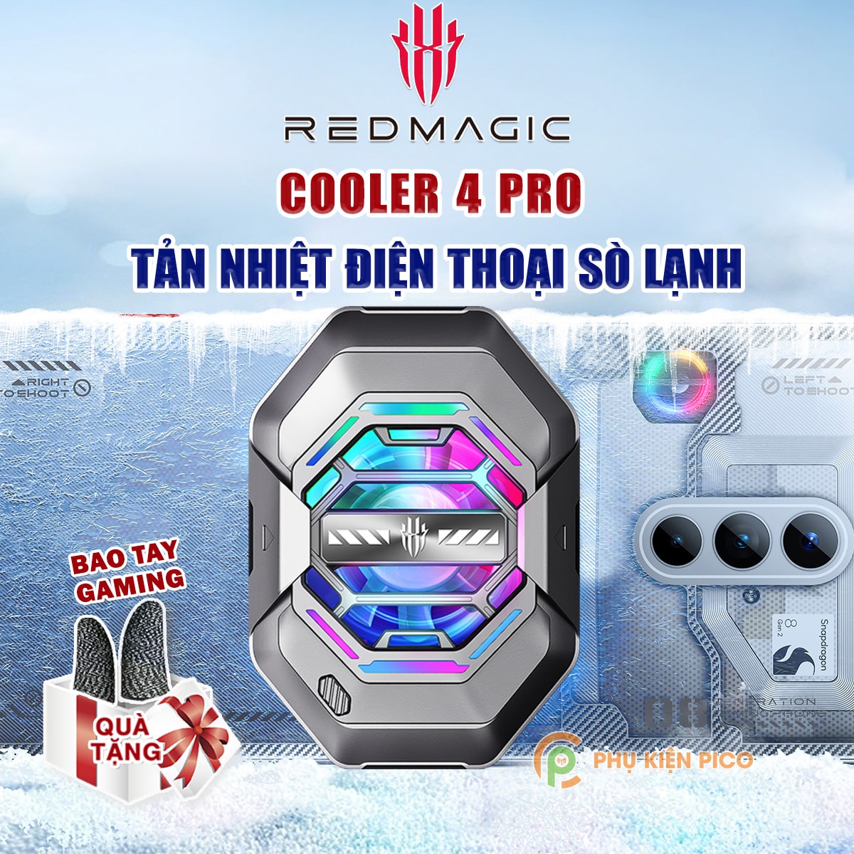 Quạt tản nhiệt điện thoại sò lạnh Nubia Redmagic Cooler 4 Pro ngàm kẹp công suất 27W giảm nhiệt -7 độ C