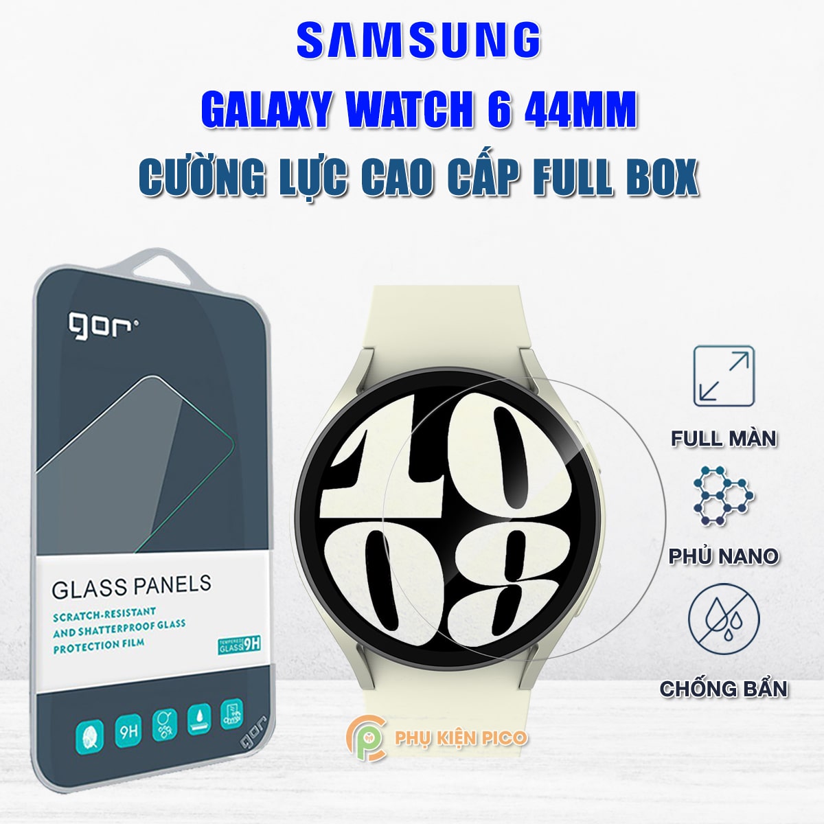 Kính cường lực Samsung Galaxy Watch 6 44mm chính hãng Gor – Dán màn hình đồng hồ Samsung Watch 6 44mm