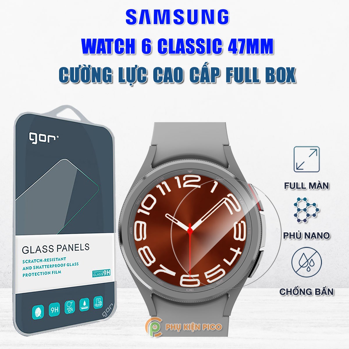 Kính cường lực Samsung Galaxy Watch 6 Classic 47mm chính hãng Gor – Dán màn hình đồng hồ Samsung Watch 6 Classic 47mm
