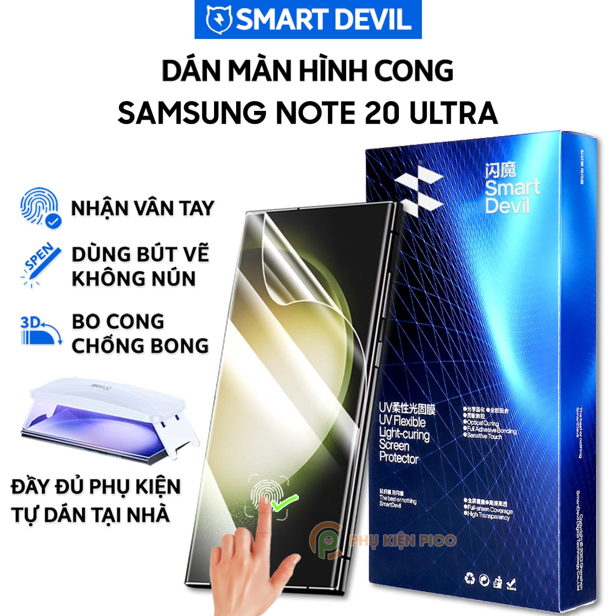 Dán màn hình Samsung Galaxy Note 20 Ultra PPF UV Smart Devil full màn hình dẻo trong suốt