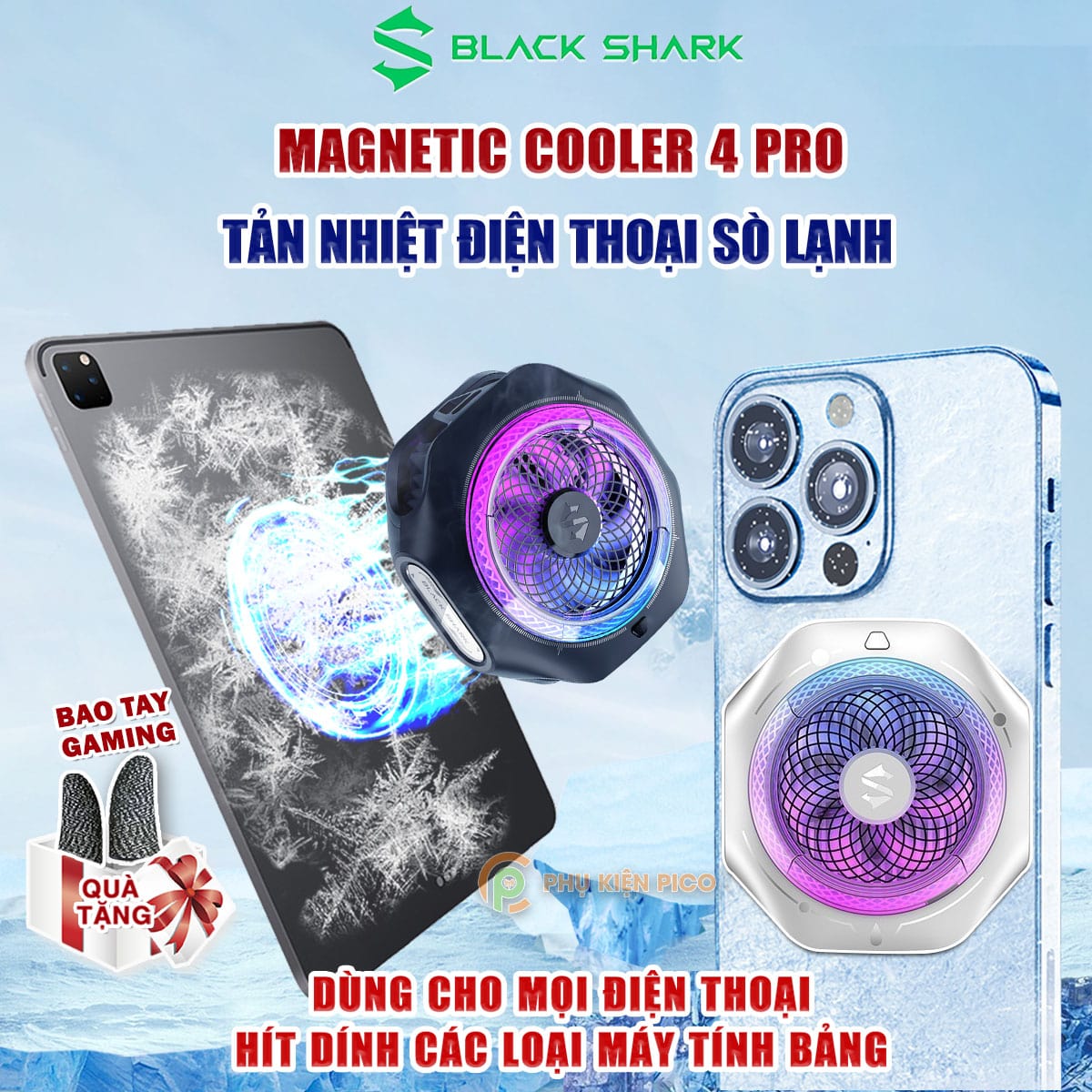 Quạt tản nhiệt điện thoại máy tính bảng Black Shark Magnetic 4 Pro sò lạnh từ tính công suất 27W – Quạt Black Shark Magcooler 4 Pro