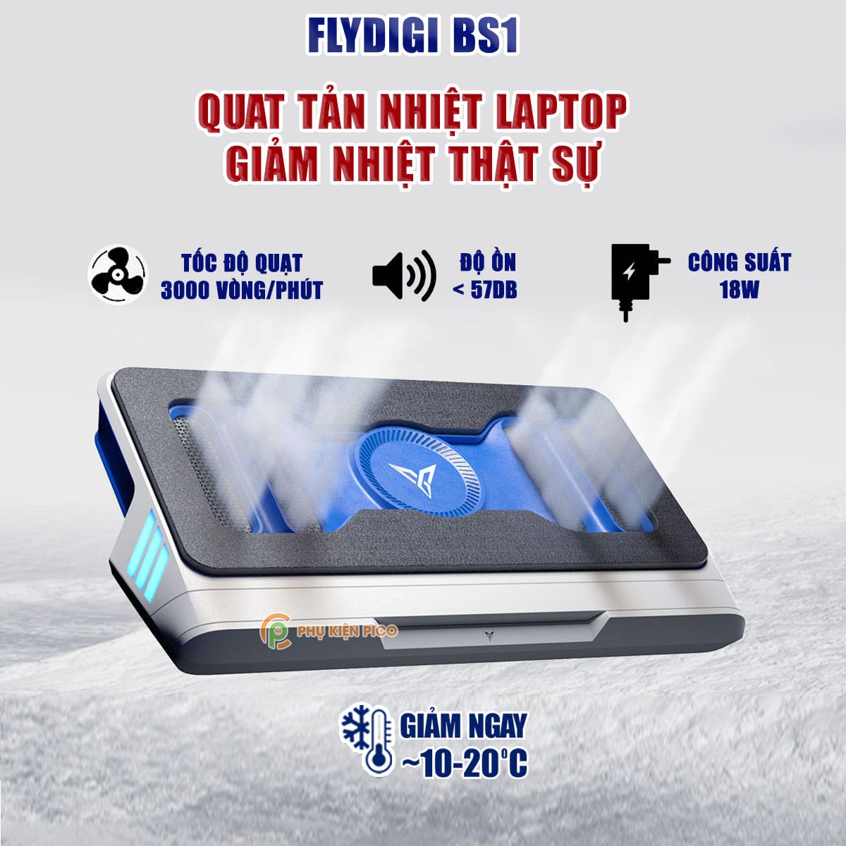 Quạt tản nhiệt laptop Flydigi BS1 tản khí nén turbo 3000RPM giảm nhiệt thực sự độ ồn thấp chuyên dụng laptop đồ họa gaming