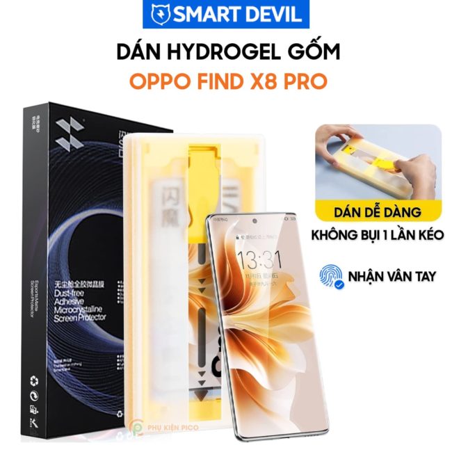 Dán màn hình Oppo Find X8 Pro Hydrogel Gốm Smart Devil full màn hình nhận vân tay