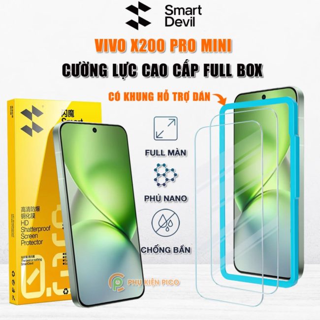 Kính cường lực Vivo X200 Pro Mini trong suốt full màn hình chính hãng Smart Devil