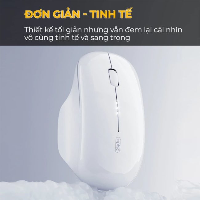 Chuột Không Dây Gaming Inphic M1 Wireless 2.4G 1600 DPI, Hiển Thị Pin Sạc Type-C, Silent Click, Công Thái Học