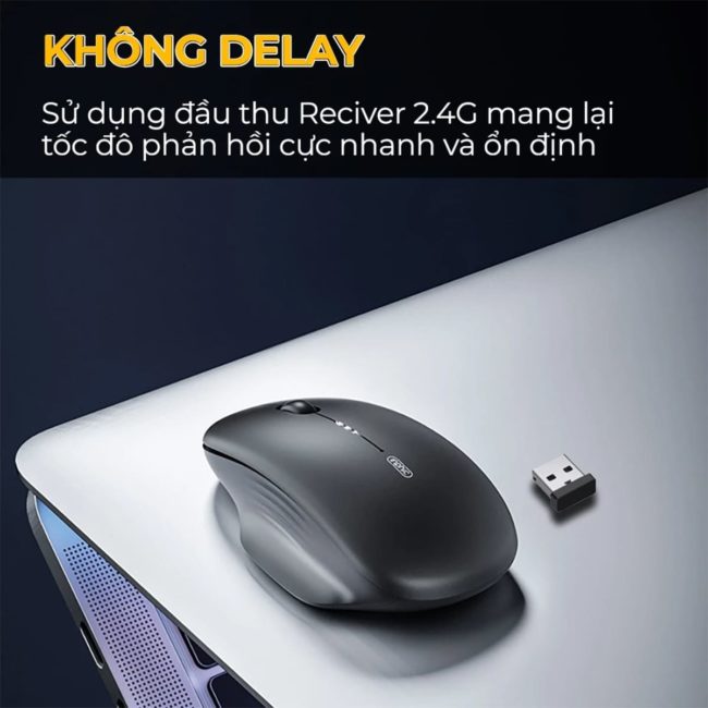 Chuột Không Dây Gaming Inphic M1 Wireless 2.4G 1600 DPI, Hiển Thị Pin Sạc Type-C, Silent Click, Công Thái Học