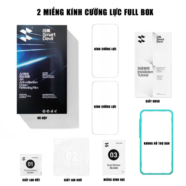 Kính cường lực Samsung Galaxy S25 Ultra chống chói AR Anti-Reflection full màn hình nhận vân tay Smart Devil