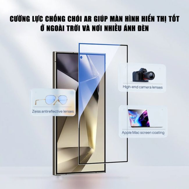 Kính cường lực Samsung Galaxy S25 Ultra chống chói AR Anti-Reflection full màn hình nhận vân tay Smart Devil