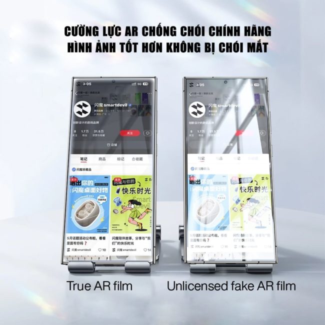 Kính cường lực Samsung Galaxy S25 Ultra chống chói AR Anti-Reflection full màn hình nhận vân tay Smart Devil