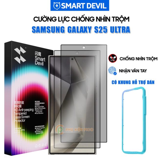 Kính cường lực chống nhìn trộm Samsung Galaxy S25 Ultra chính hãng Smart Devil full màn hình