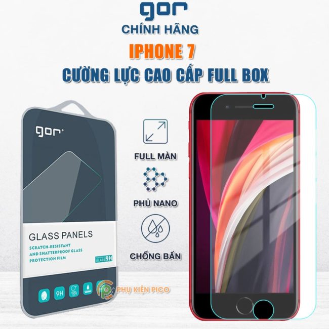 Kính cường lực Iphone 7 trong suốt full màn hình chính hãng GOR