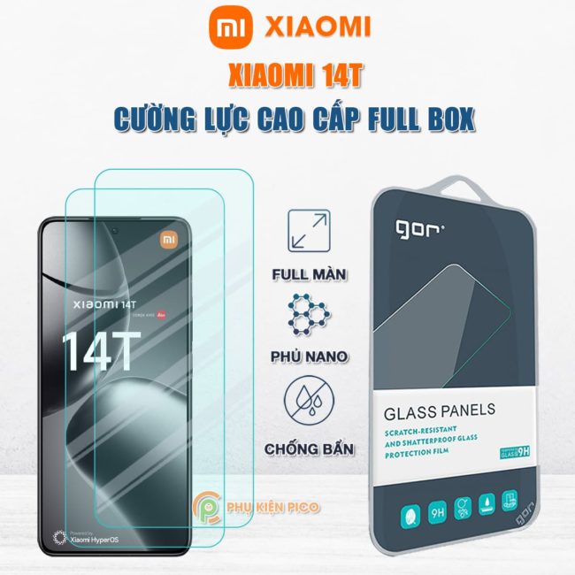 Kính cường lực Xiaomi 14T full màn hình chính hãng Gor phủ nano