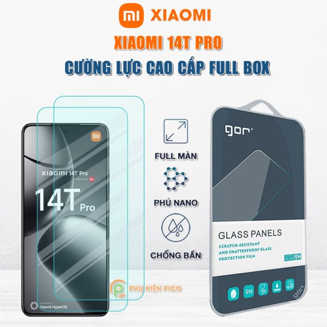 Kính cường lực Xiaomi 14T Pro full màn hình chính hãng Gor phủ nano