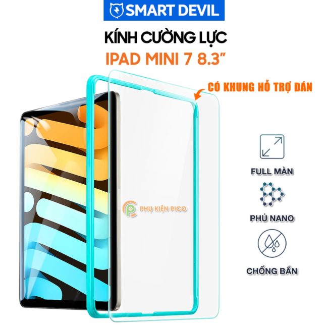 Kính cường lực Apple Ipad Mini 7 8.3 Inch full màn hình chính hãng Smart Devil