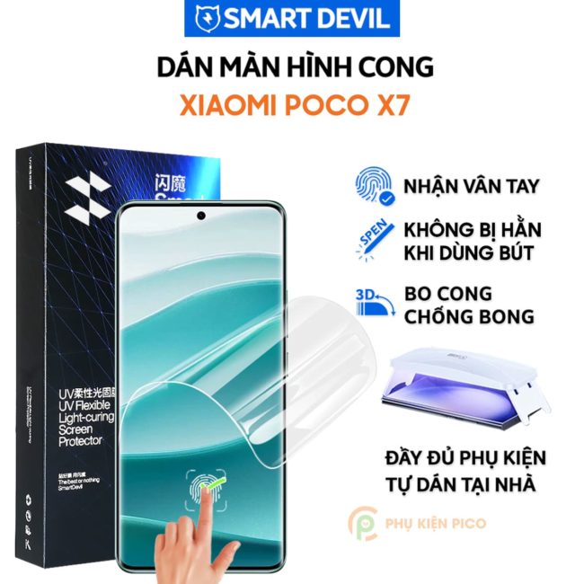 Dán màn hình Xiaomi Poco X7 5G PPF UV Smart Devil full màn hình dẻo trong suốt