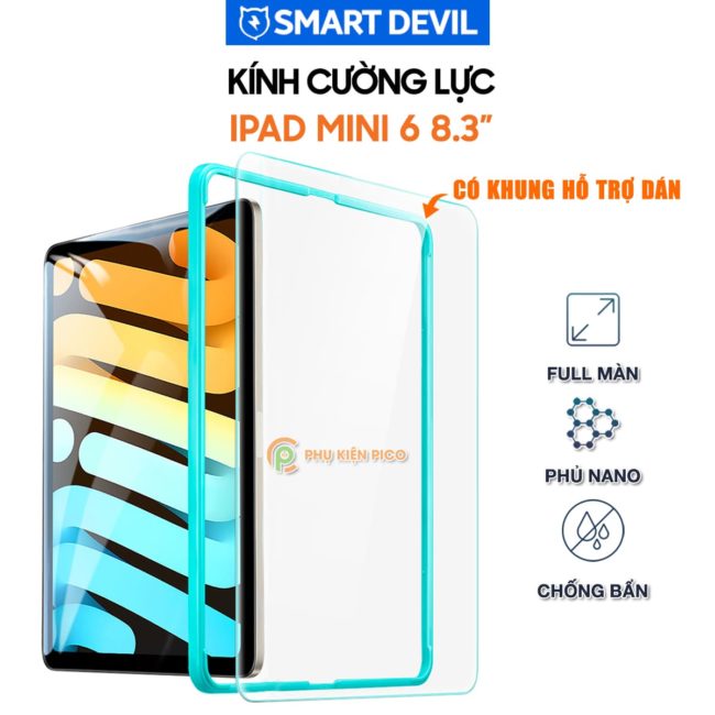 Kính cường lực Apple Ipad Mini 6 8.3 Inch full màn hình chính hãng Smart Devil