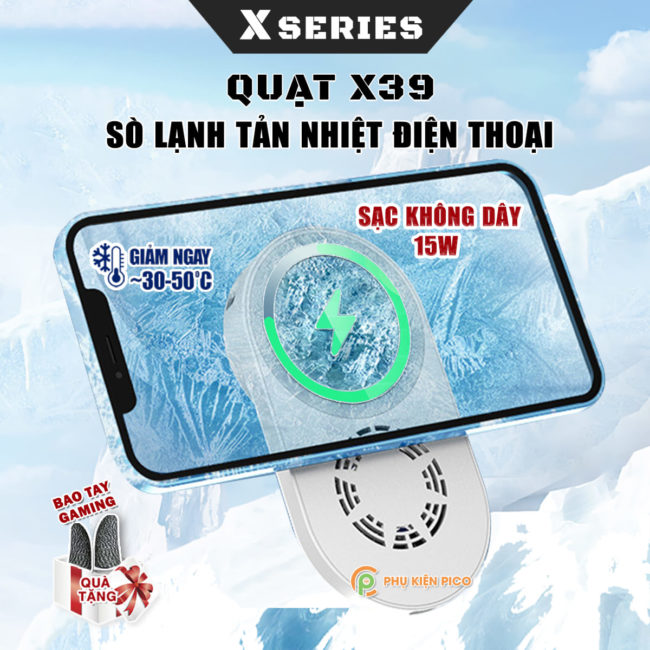 Quạt tản nhiệt điện thoại sò lạnh từ tính X39 có sạc không dây 15W hỗ trợ Livestream chơi game