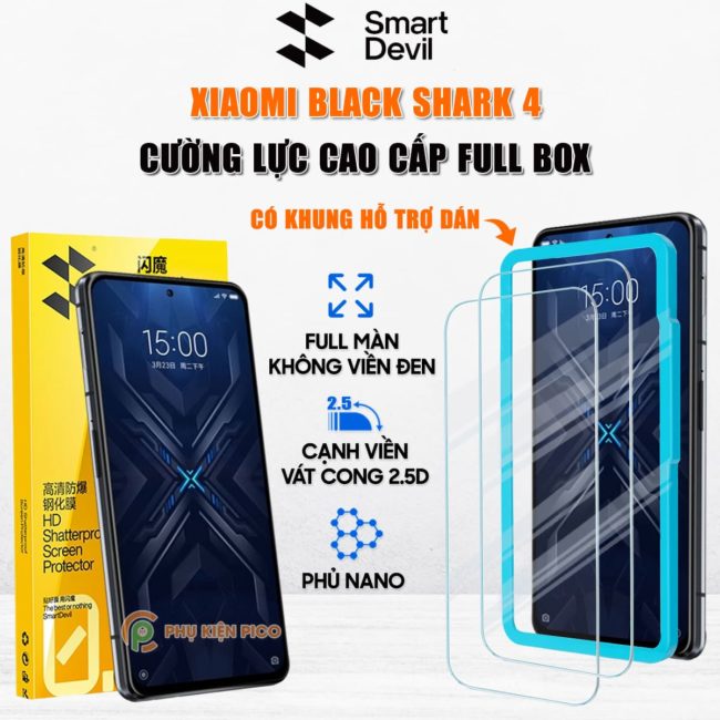 Kính cường lực Xiaomi Black Shark 4 trong suốt full màn hình chính hãng Smart Devil