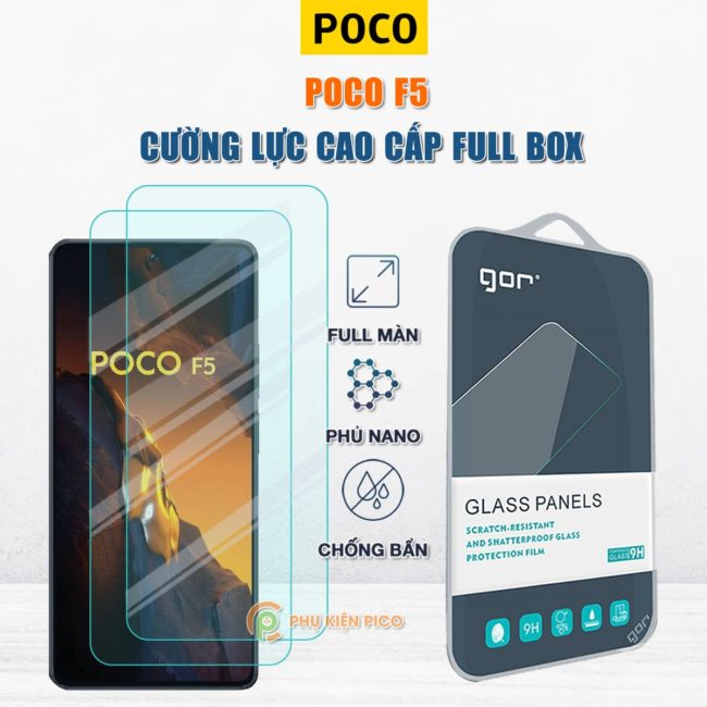 Kính cường lực Xiaomi Poco F5 full màn hình chính hãng Gor phủ nano