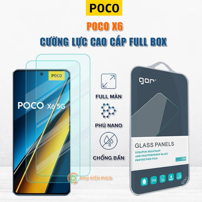 Kính cường lực Xiaomi Poco X6 full màn hình chính hãng Gor phủ nano