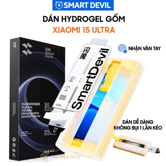 Dán màn hình Xiaomi 15 Ultra Hydrogel Gốm Smart Devil full màn hình nhận vân tay