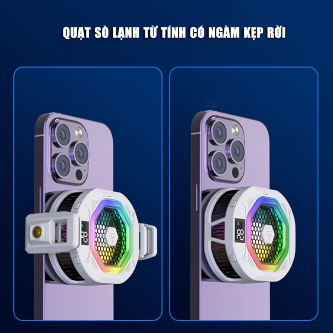 Quạt tản nhiệt điện thoại sò lạnh cao cấp Kiri TH12 kiểm soát nhiệt thông minh AI Led RGB làm lạnh không tụt FPS khi chơi game PUBG