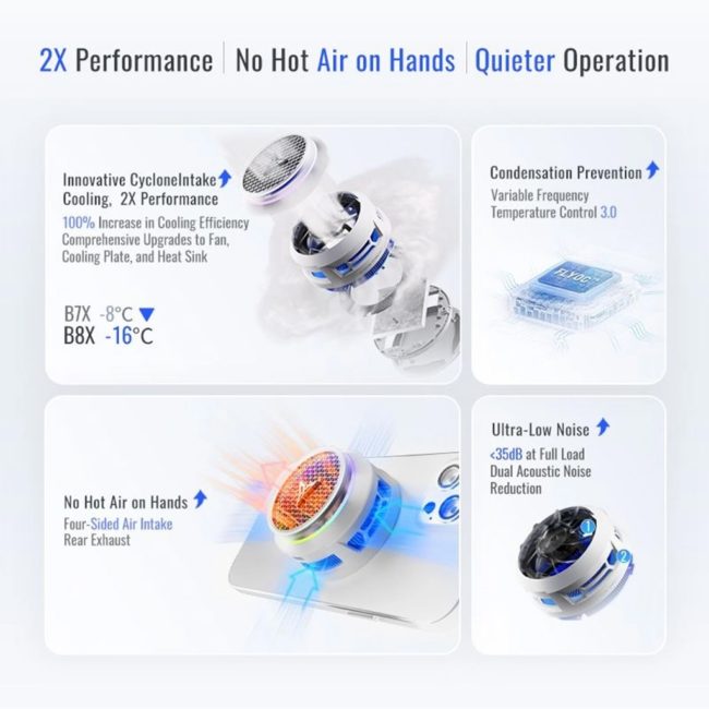 Quạt tản nhiệt điện thoại sò lạnh cao cấp Flydigi B8X 27W Led RGB có App điều điều chỉnh nhiệt độ