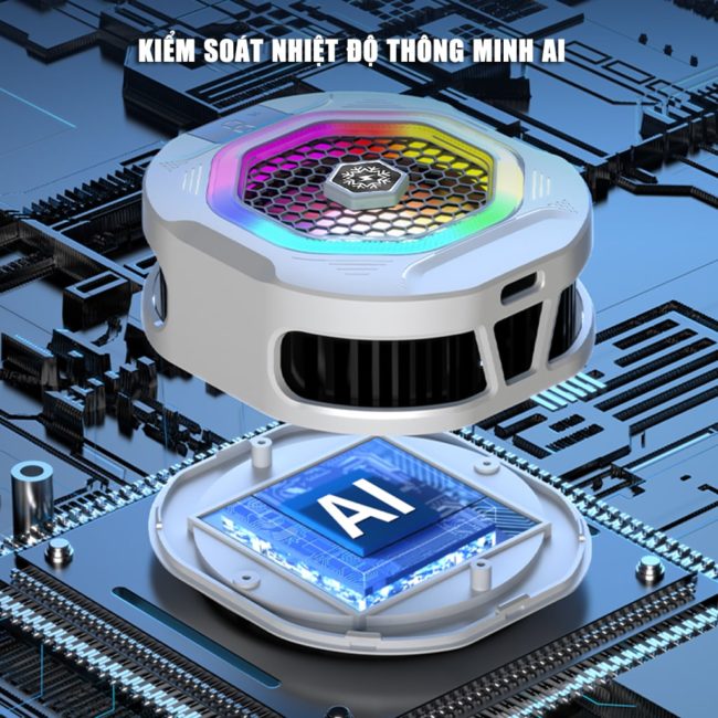 Quạt tản nhiệt điện thoại sò lạnh cao cấp TH12 Pro V2 kiểm soát nhiệt thông minh AI Led RGB làm lạnh không tụt FPS khi chơi game PUBG