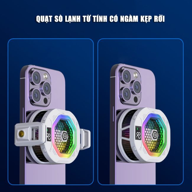 Quạt tản nhiệt điện thoại sò lạnh cao cấp TH12 Pro V2 kiểm soát nhiệt thông minh AI Led RGB làm lạnh không tụt FPS khi chơi game PUBG