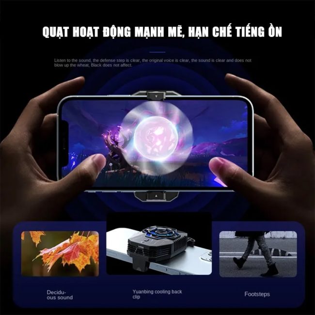 Quạt tản nhiệt điện thoại sò lạnh C20 Led RGB Gaming 3 chế độ làm lạnh giảm nhiệt nhanh