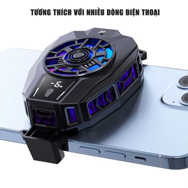 Quạt tản nhiệt điện thoại sò lạnh C50 Led RGB Gaming sò lạnh cỡ lớn 30x30mm giảm nhiệt nhanh
