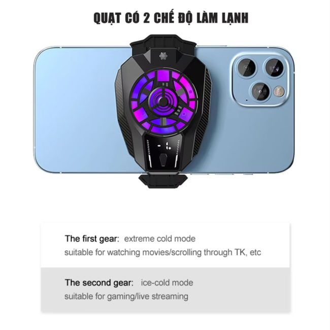 Quạt tản nhiệt điện thoại sò lạnh C50 Led RGB Gaming sò lạnh cỡ lớn 30x30mm giảm nhiệt nhanh
