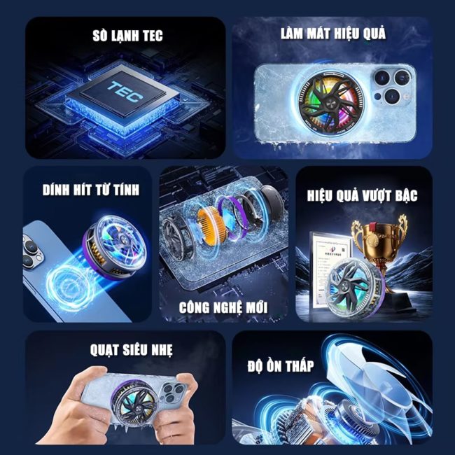 Quạt tản nhiệt điện thoại sò lạnh từ tính S18X Pro màu trắng Led Gaming hỗ trợ tăng FPS Game Mobile Liên Quân Pubg FF