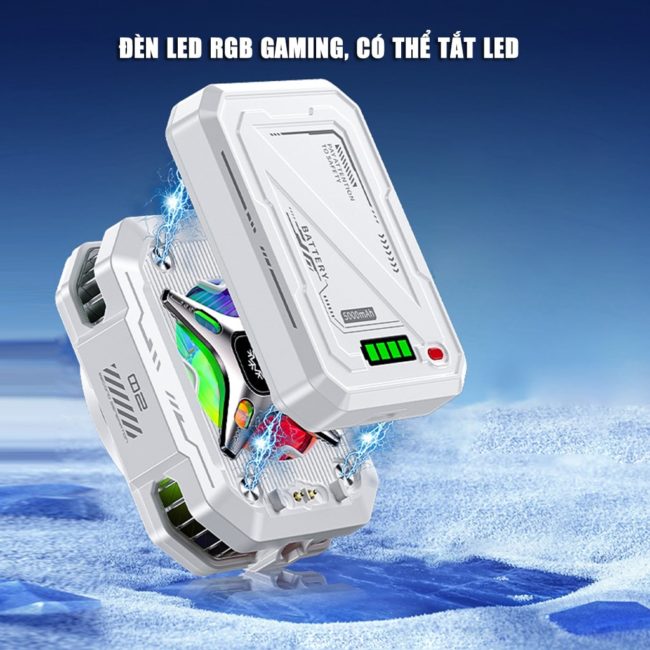 Quạt tản nhiệt điện thoại sò lạnh không dây TH10 Pro pin rời 5000mAh 7 cấp độ làm lạnh Led RGB từ tính có ngàm kẹp đóng băng full mặt