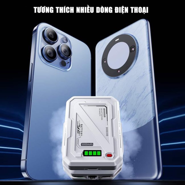 Quạt tản nhiệt điện thoại sò lạnh không dây TH10 Pro pin rời 5000mAh 7 cấp độ làm lạnh Led RGB từ tính có ngàm kẹp đóng băng full mặt