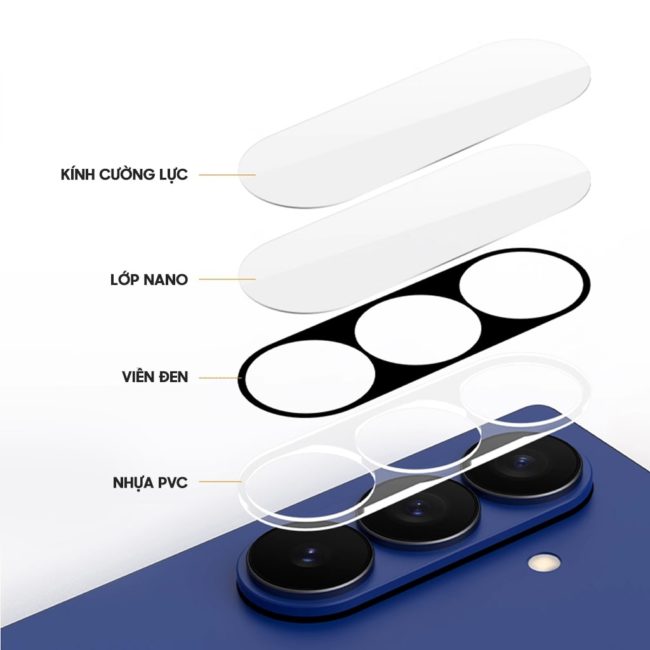 Dán camera Samsung Galaxy Z Fold 7 5G thấu kính nổi 3D cao cấp cường lực camera độ cứng 9H trong suốt