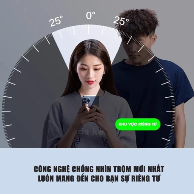 Kính cường lực chống nhìn trộm Iphone 15 Pro Max full màn hình khung tự dán chính hãng Smart Devil