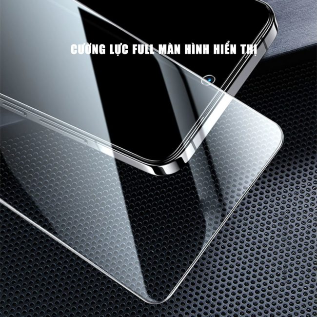 Kính cường lực Iphone 15 Pro Max trong suốt full màn hình hãng Smart Devil có khung hỗ trợ dán