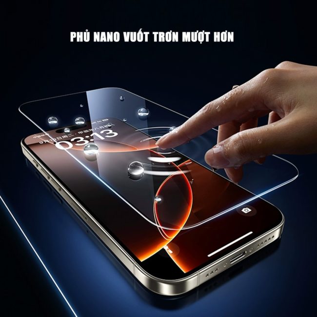Kính cường lực Iphone 15 Pro Max trong suốt full màn hình hãng Smart Devil có khung hỗ trợ dán