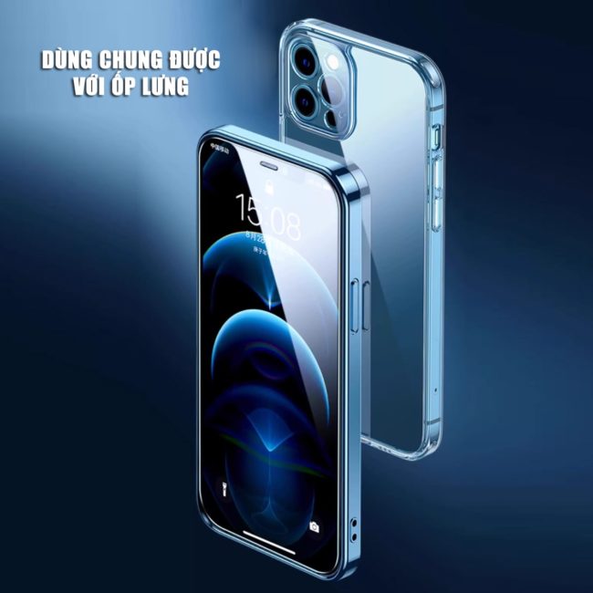 Kính cường lực Iphone 15 Pro Max trong suốt full màn hình hãng Smart Devil có khung hỗ trợ dán